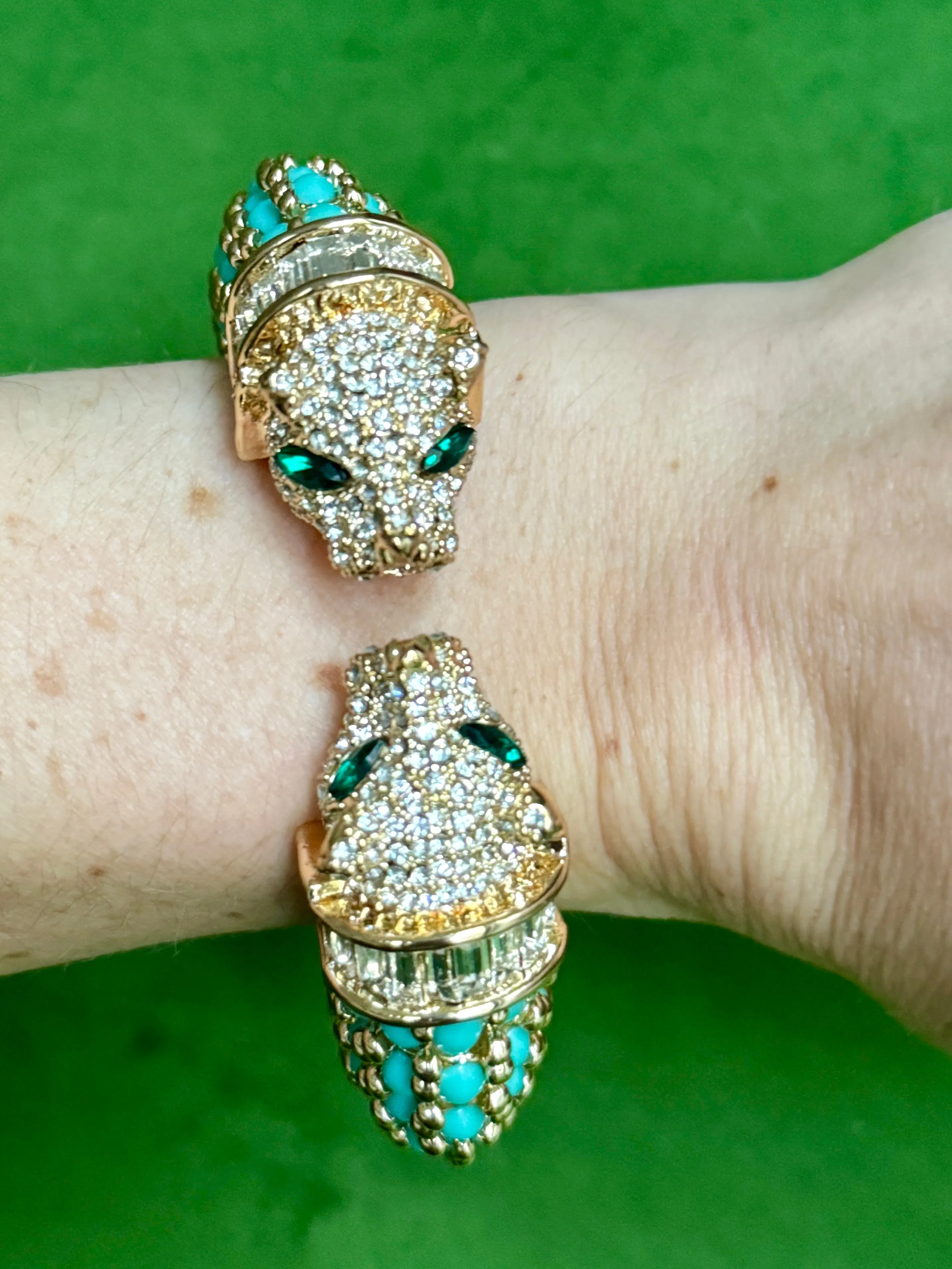 Light Blue Turquoise Double Panther Bracelet