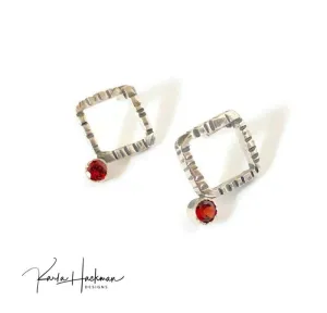 Lilting Square Studs with Garnet