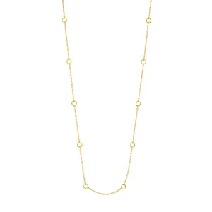 Long Open Hammered Circles Chain Necklace