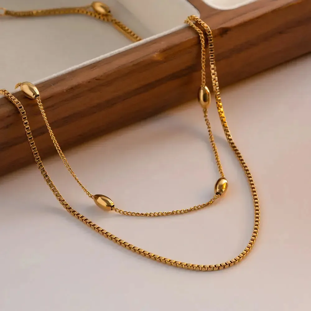 LOVCIA Gleaming Gold Empress Necklace - Elegant Fashion Jewelry for Women