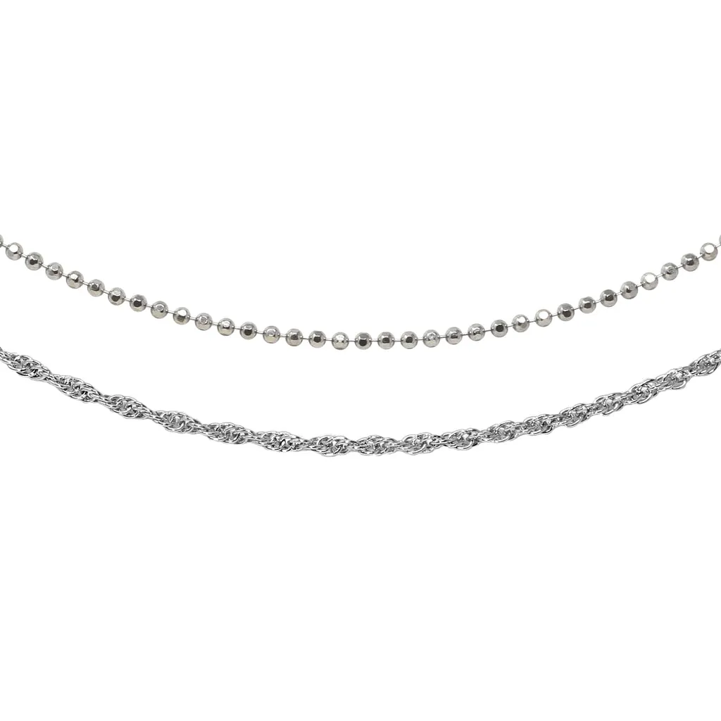 Lovely Layers Silver Bead & Silver Rope Necklaces