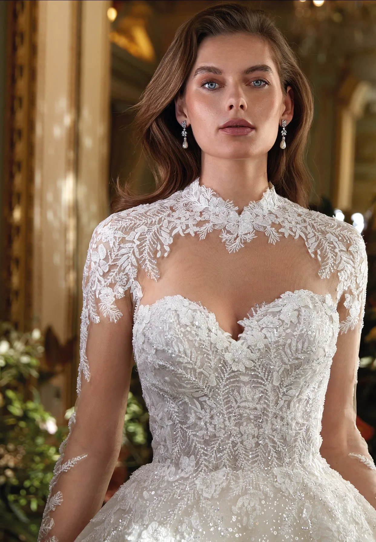 MADISON Simulated Diamond and Pearl Drop Earrings and Necklace
