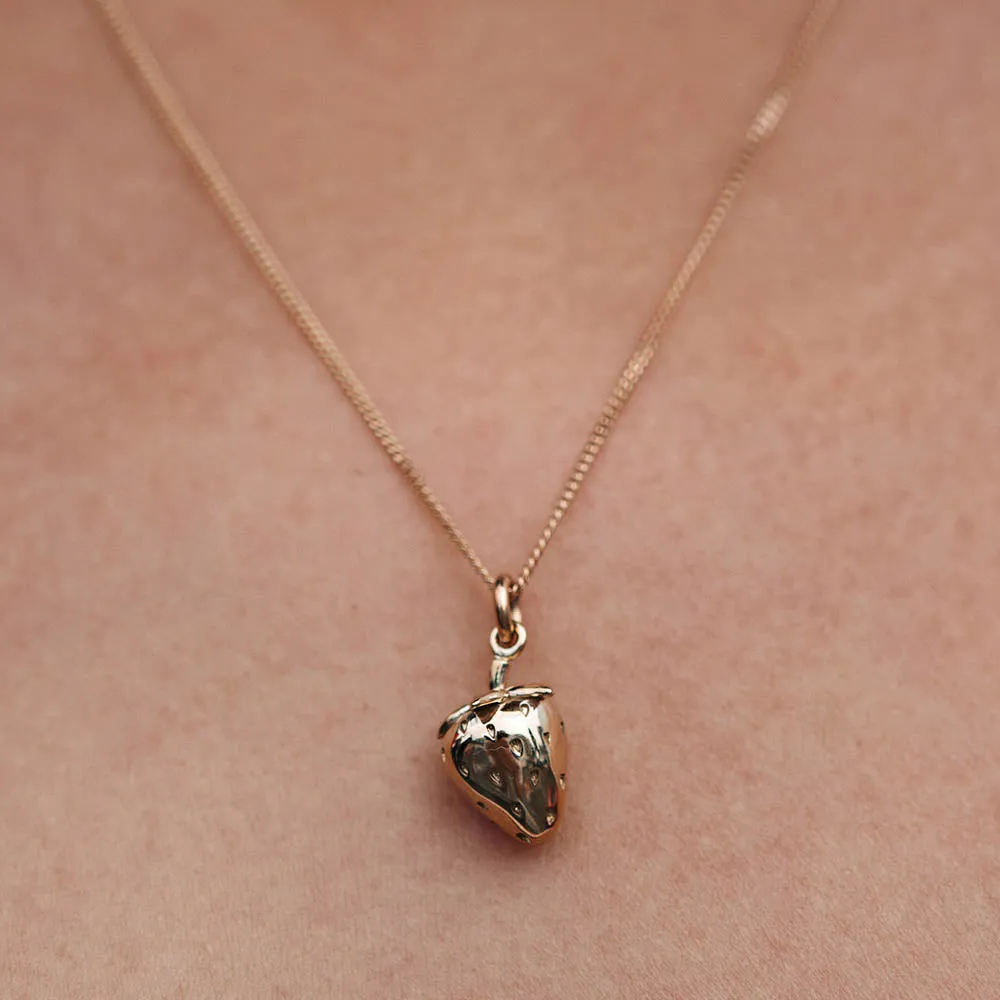 Meadowlark Strawberry Charm Necklace - Sterling Silver