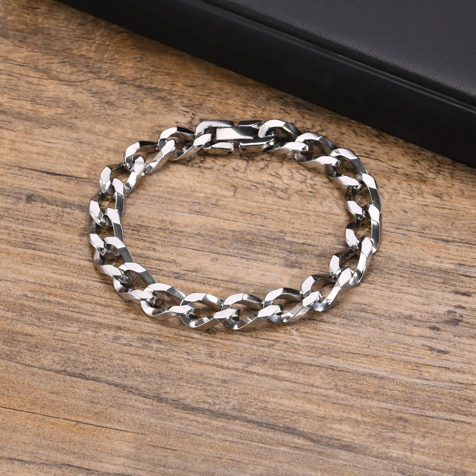 Mens 10MM Curb Chain Bracelets for Boys
