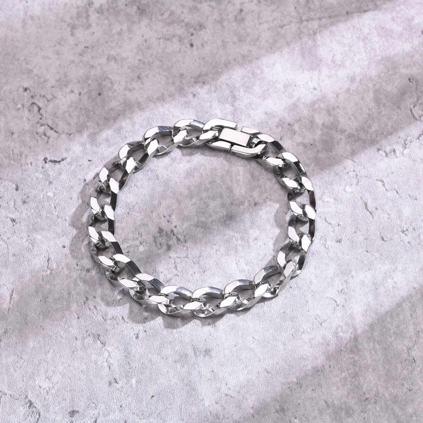 Mens 10MM Curb Chain Bracelets for Boys