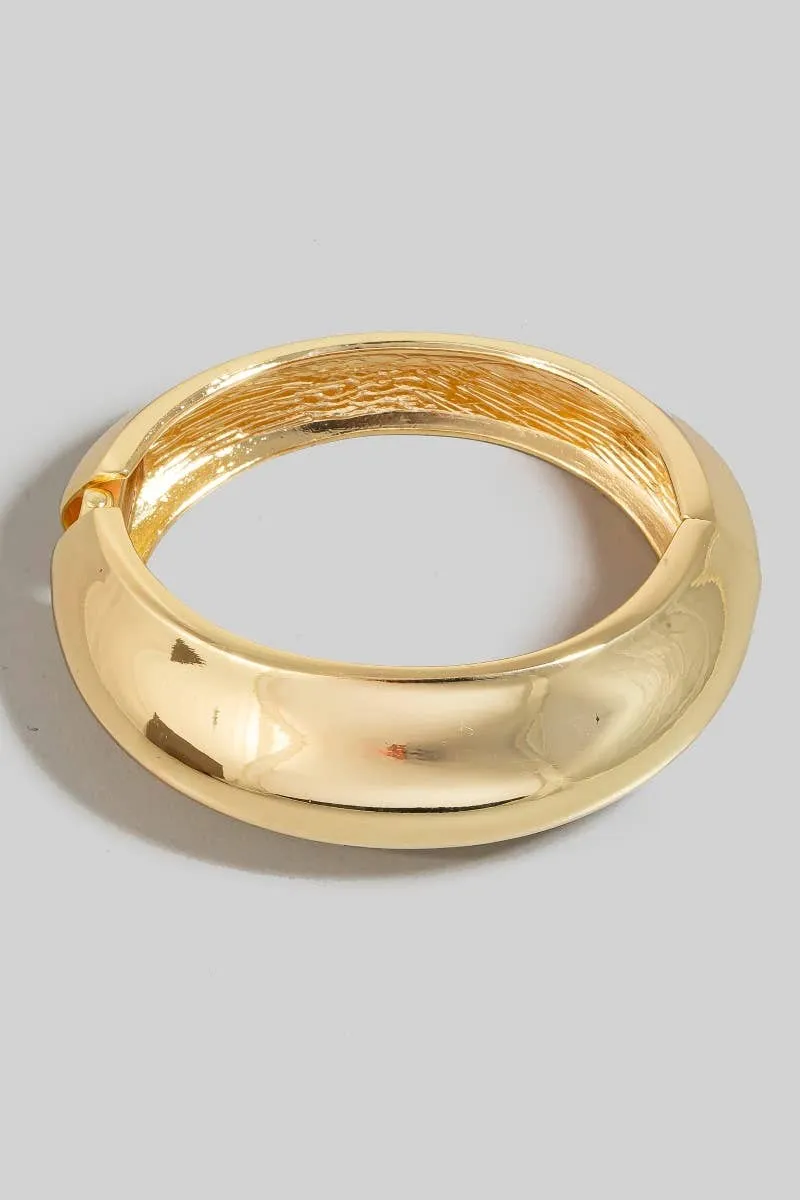 Metal Hinge Dome Bangle Bracelet in Silver and Gold