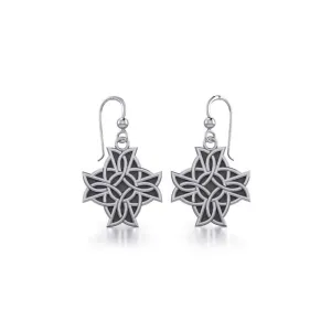 Modern Celtic Knotwork Cross Silver Earrings TER380