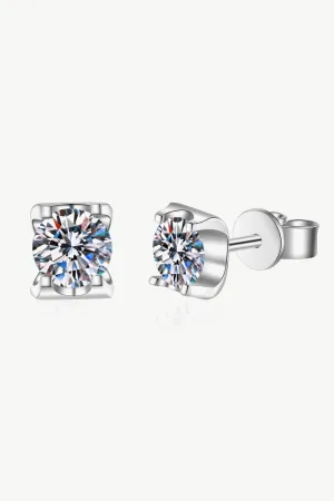 Modern Classic Minimalist 2 Carat Moissanite Stud Earrings