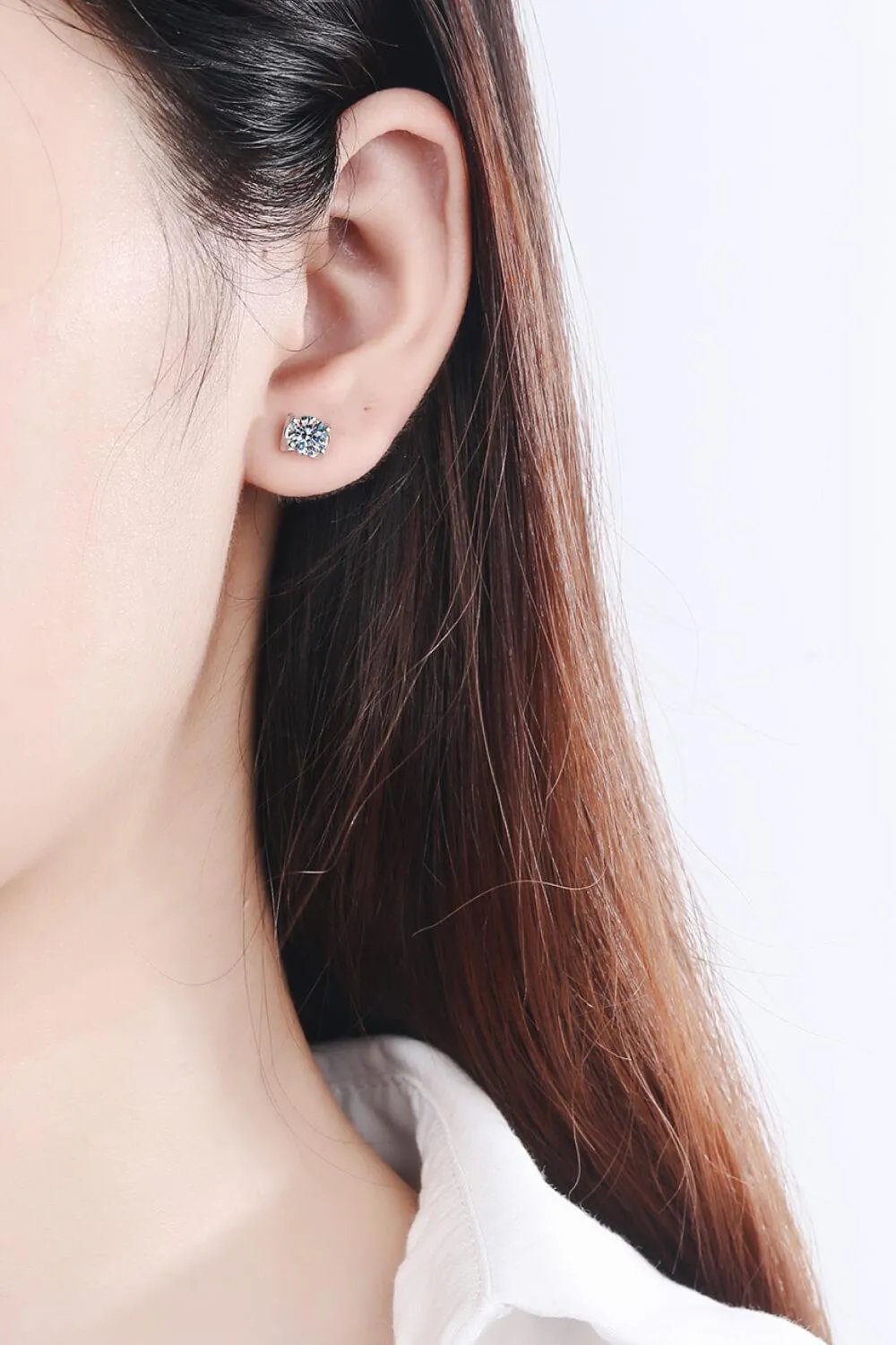 Modern Classic Minimalist 2 Carat Moissanite Stud Earrings