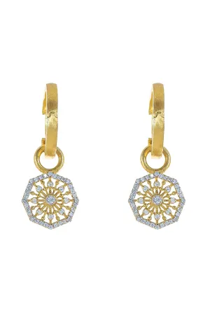 Modern Etruscan Diamond Medallion Earrings