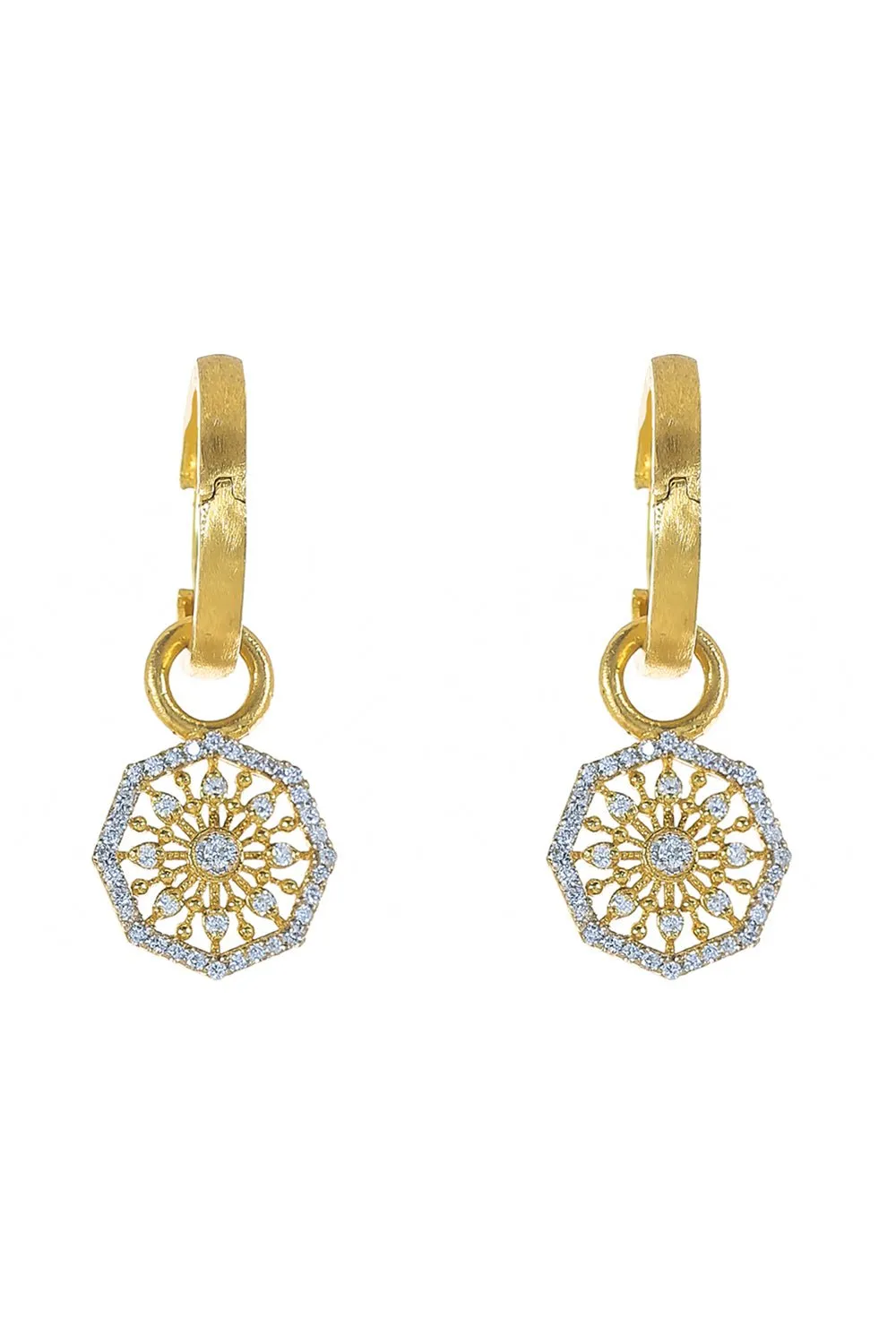 Modern Etruscan Diamond Medallion Earrings