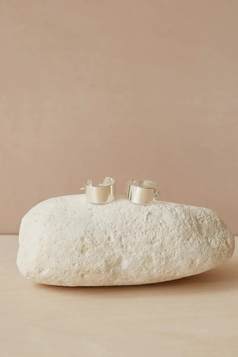 Modern Flat Hoop Earrings | Sterling Silver