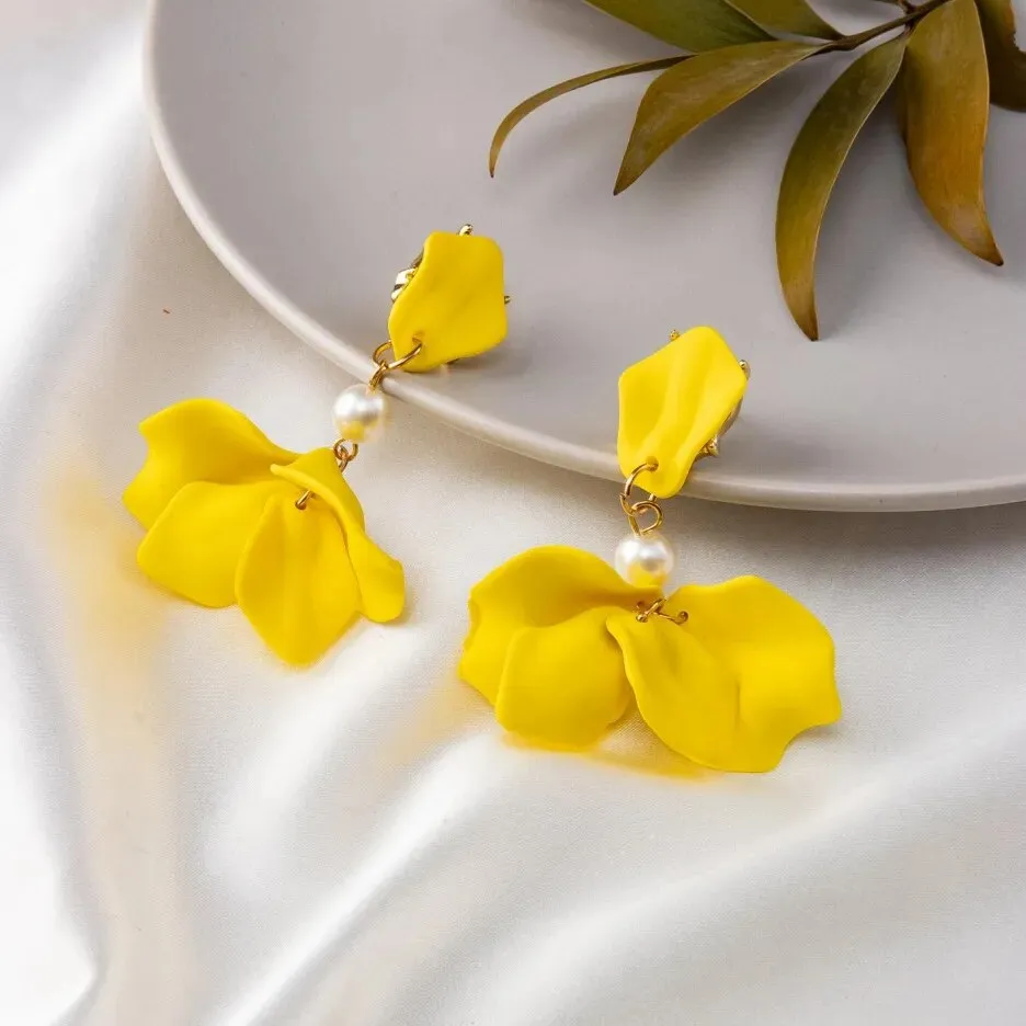 Modern Flower Clip-On Earrings