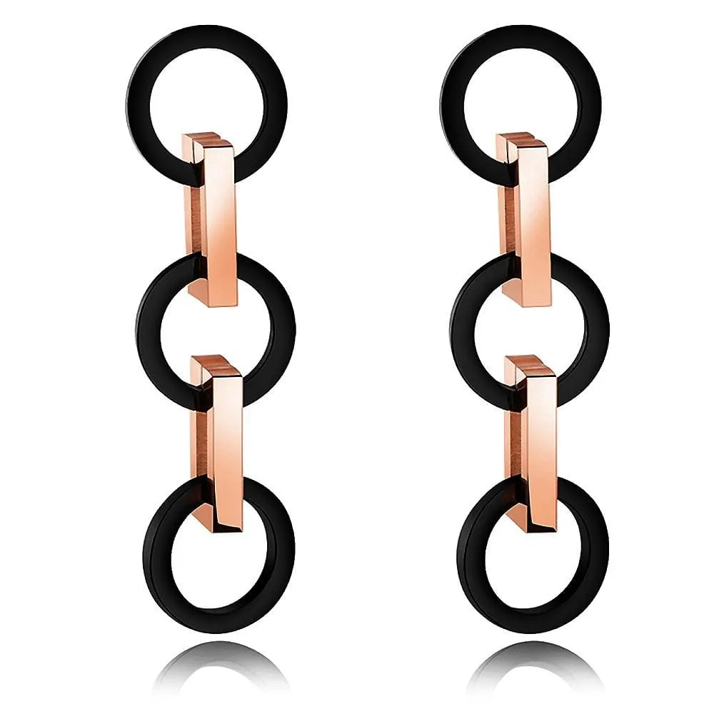 Modern Geometric Style Drop Earrings Rectangles & Circles