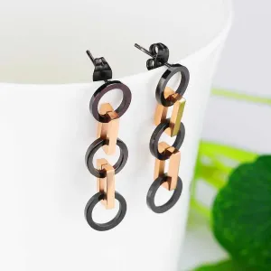 Modern Geometric Style Drop Earrings Rectangles & Circles