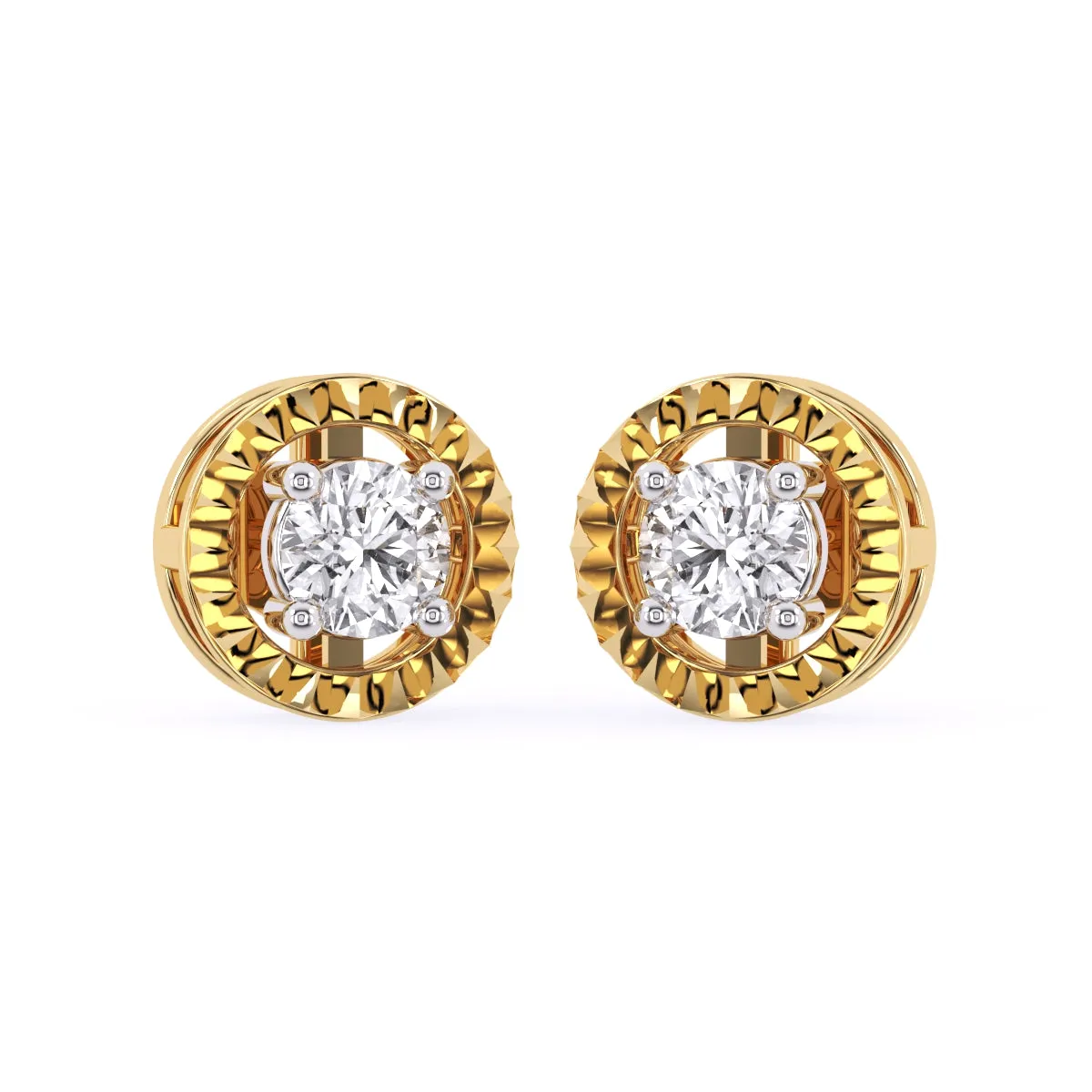 Modern Round Diamond Milgrain Setting Studs
