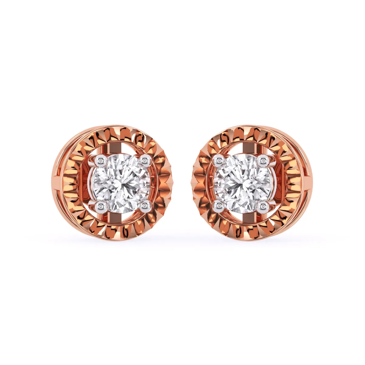 Modern Round Diamond Milgrain Setting Studs