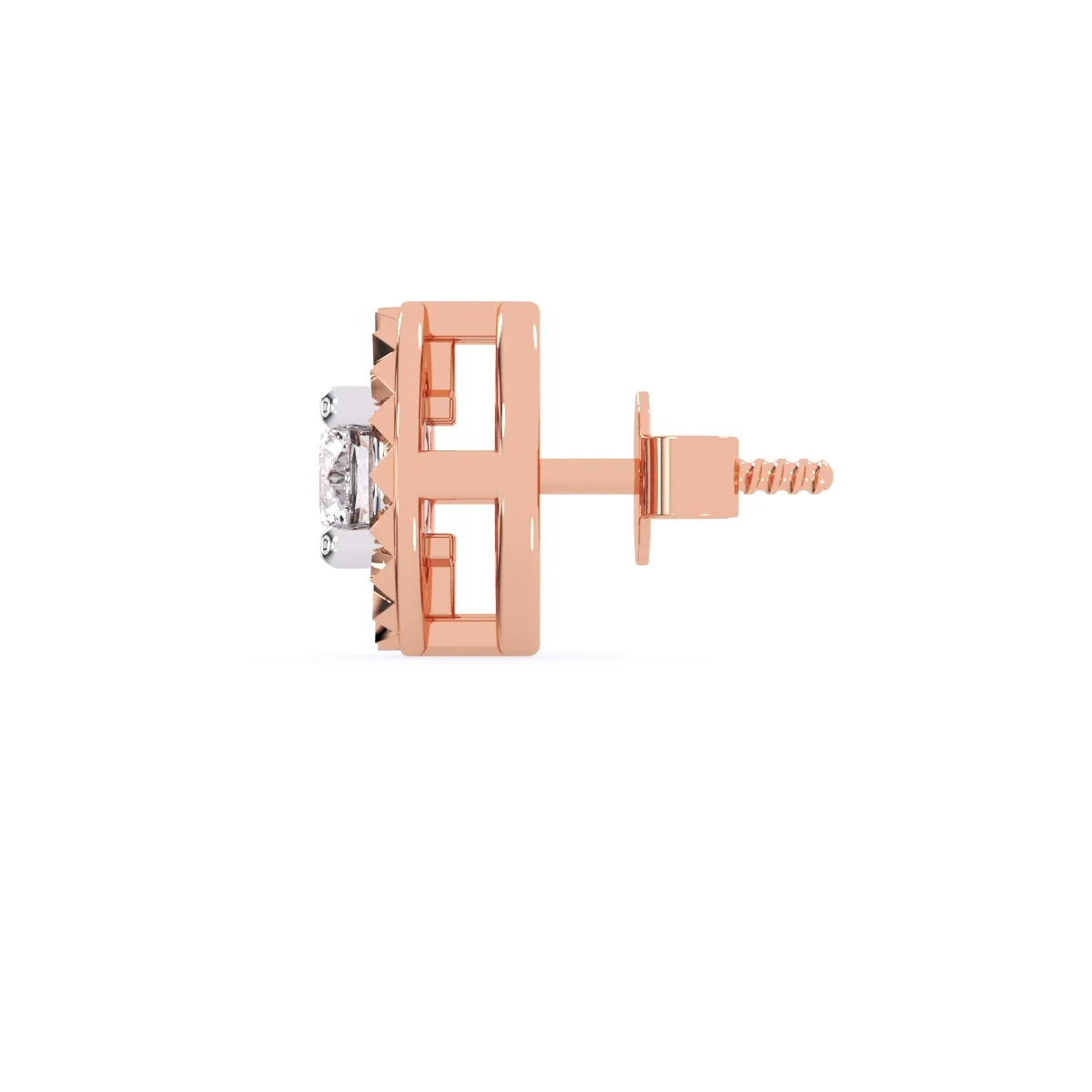 Modern Round Diamond Milgrain Setting Studs