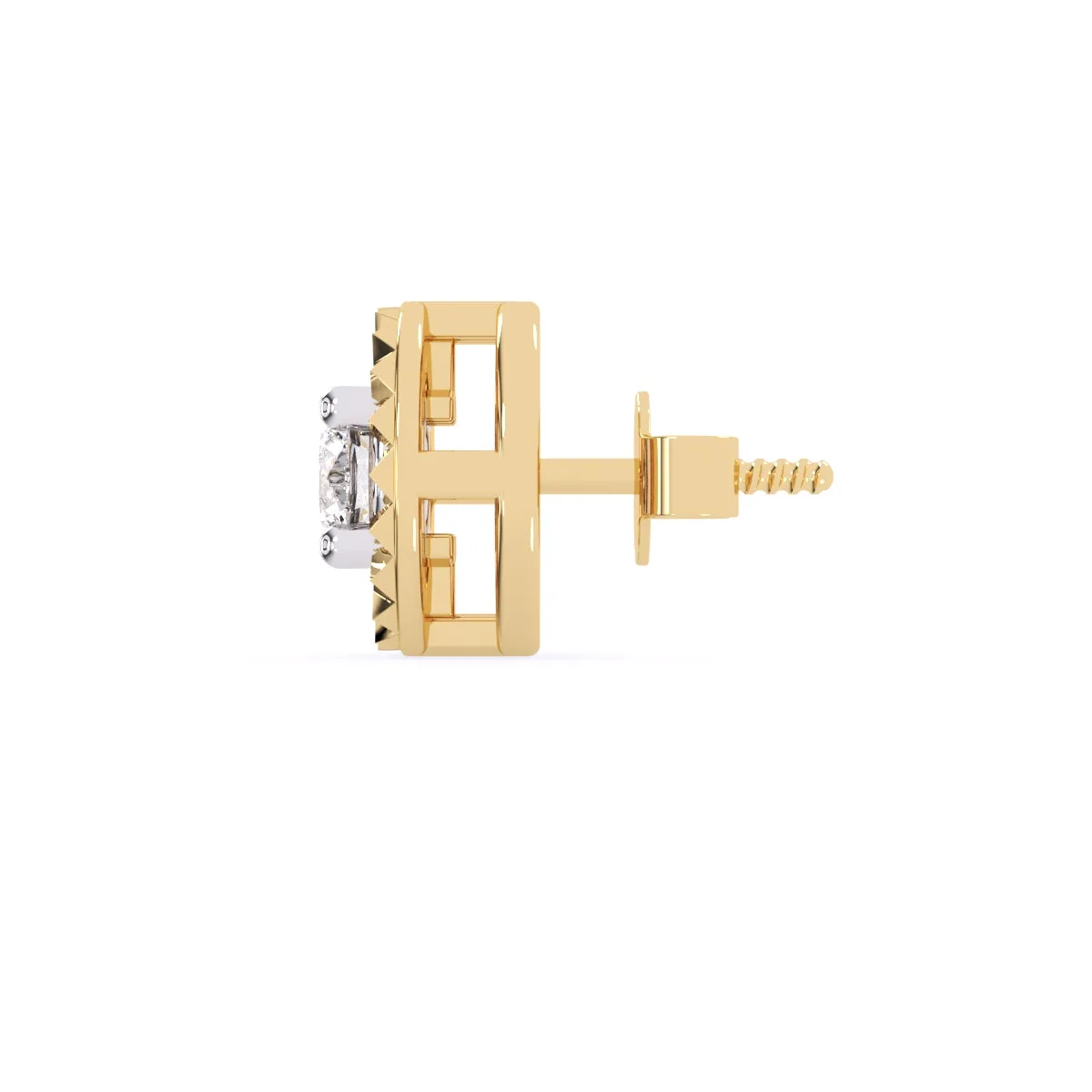 Modern Round Diamond Milgrain Setting Studs