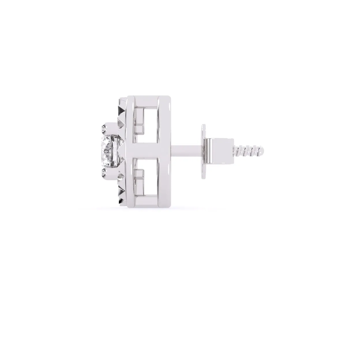 Modern Round Diamond Milgrain Setting Studs
