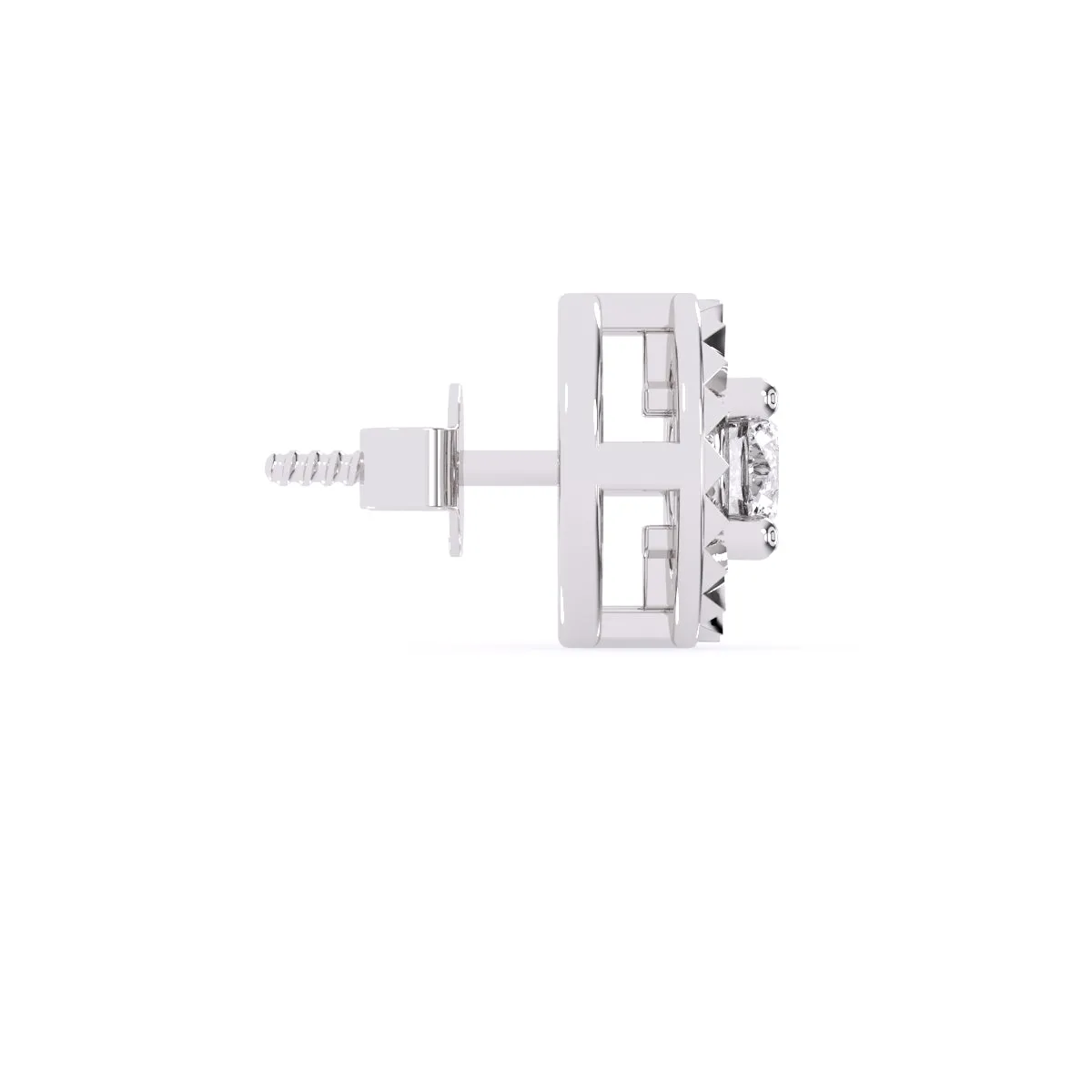 Modern Round Diamond Milgrain Setting Studs
