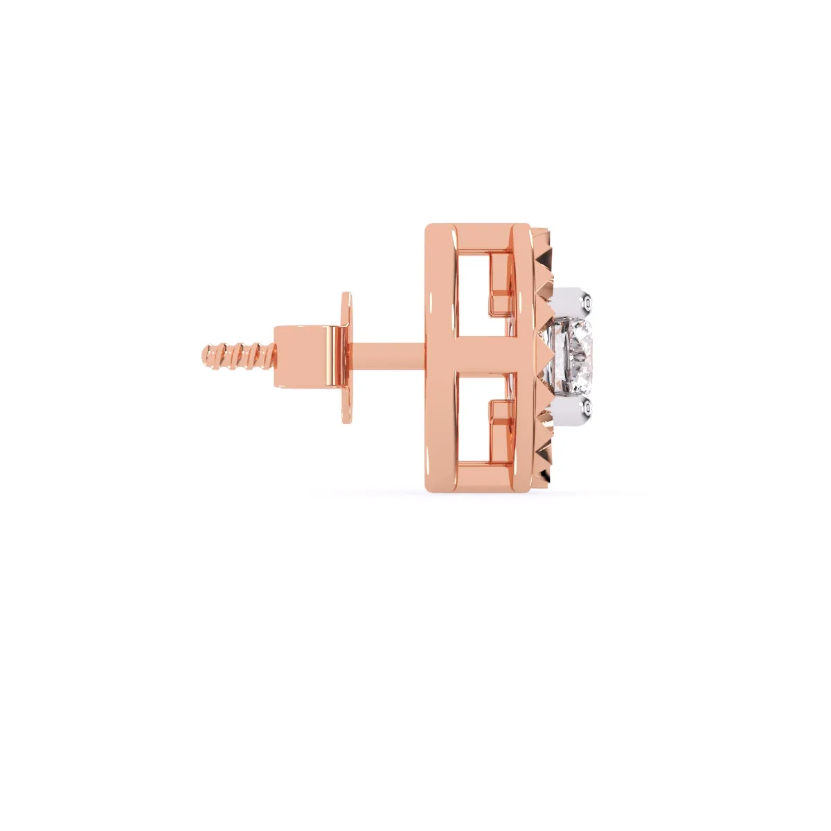 Modern Round Diamond Milgrain Setting Studs