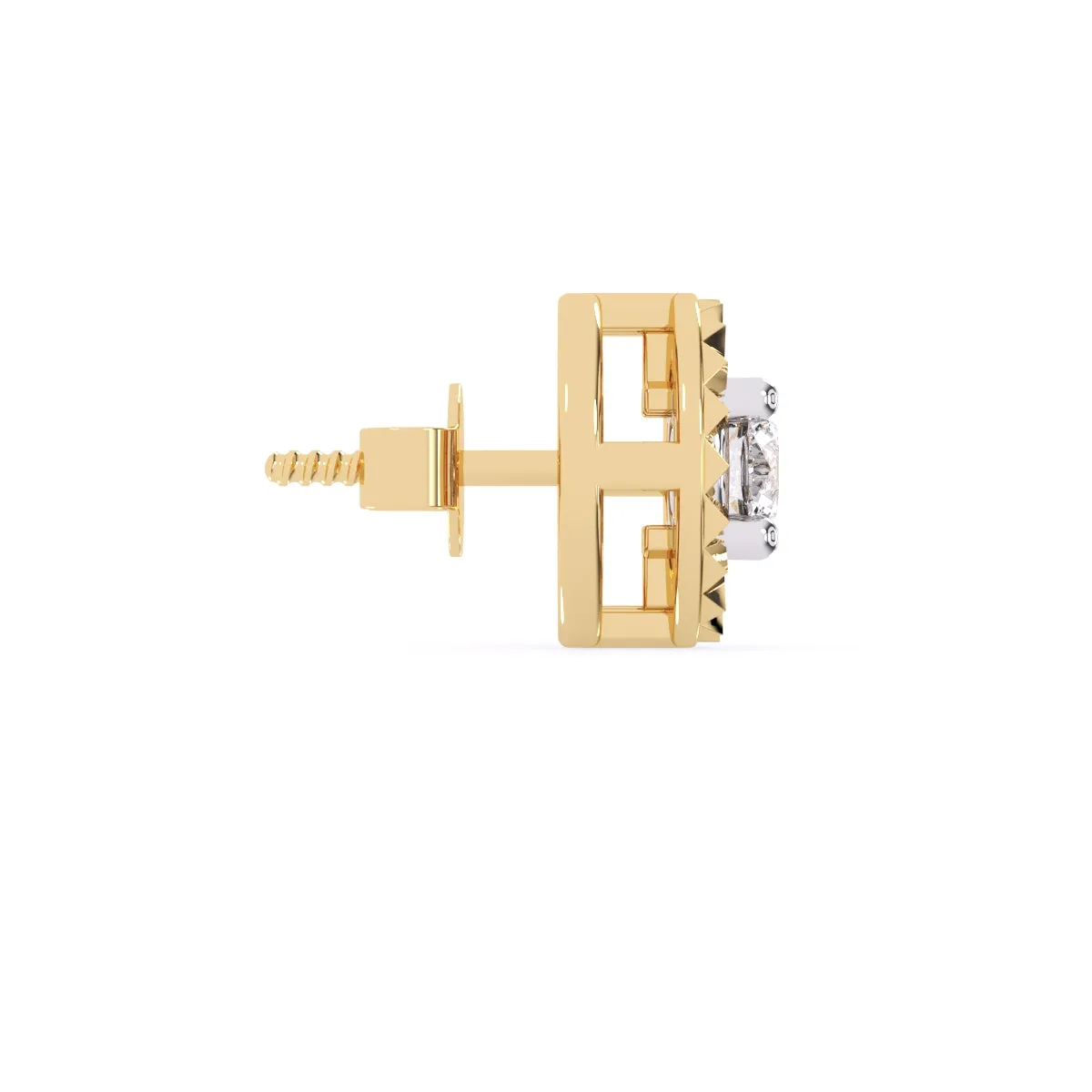 Modern Round Diamond Milgrain Setting Studs