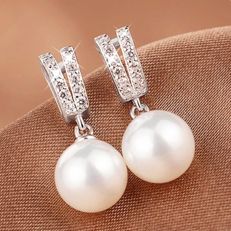 Modern Simulated Pearl Dangle Earrings