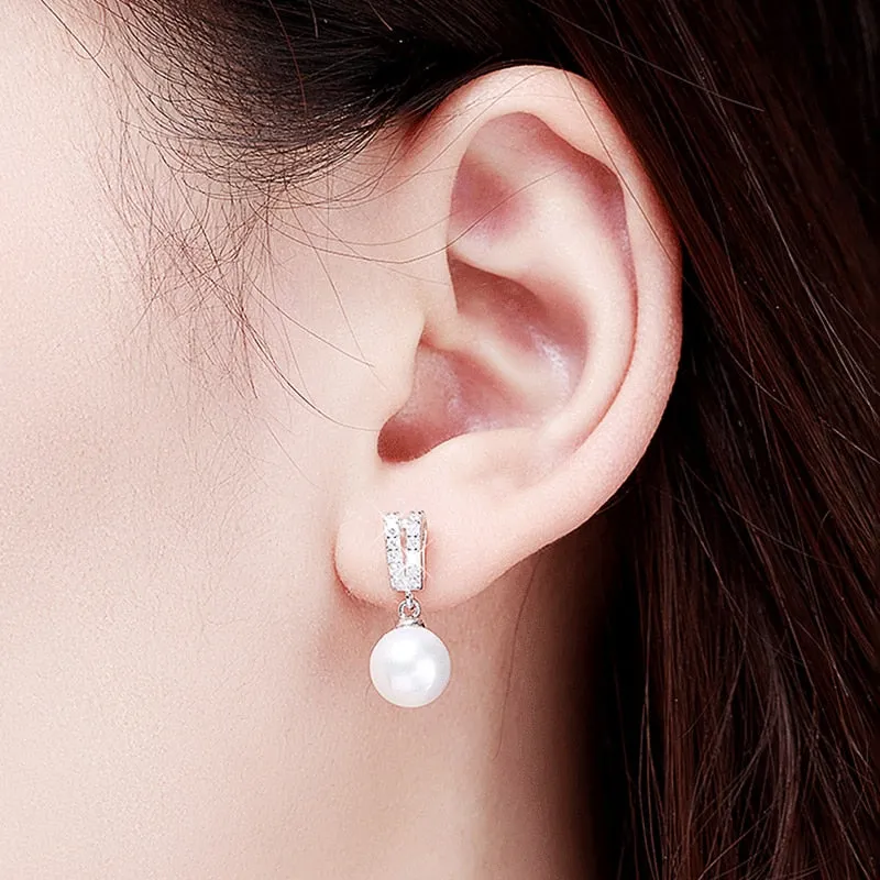 Modern Simulated Pearl Dangle Earrings