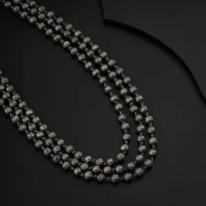 Mohan maal : Classic Maharashtrian Necklace 3 layers , oxidised silver finish
