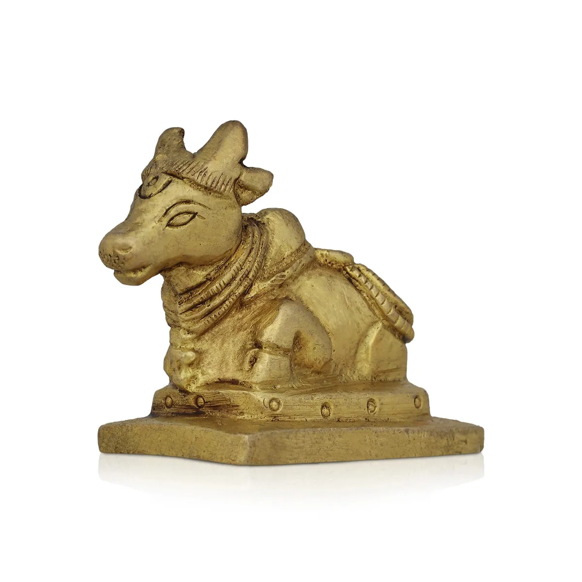 Nandi Statue With Base - 2 x 2 Inches | Antique Brass Idol/ Nandi Murti/ Nandi Idol for Pooja