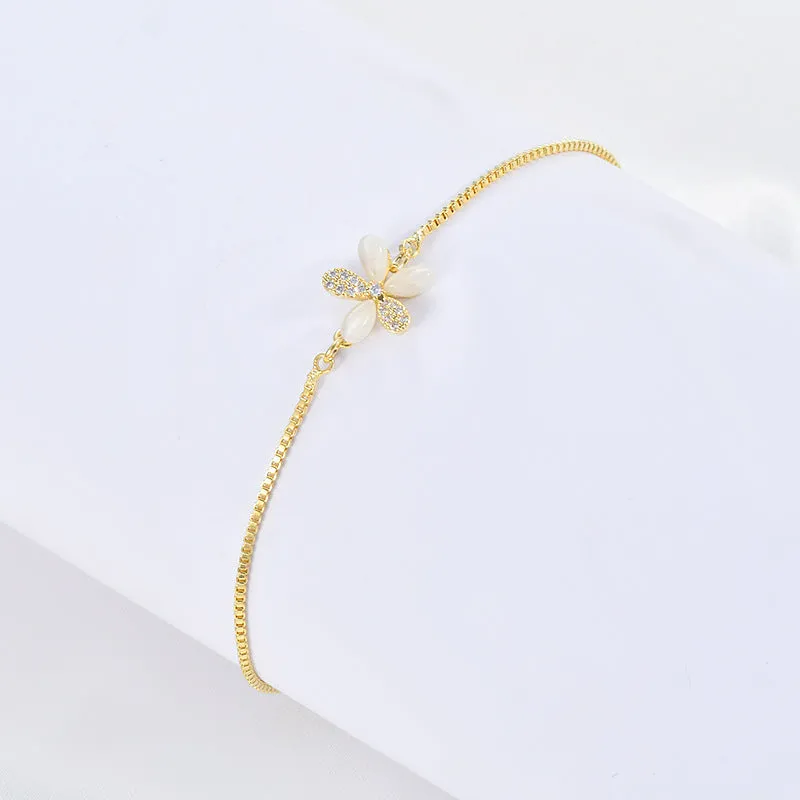 New Trendy Adjustable Opal Petal Flower Bracelet