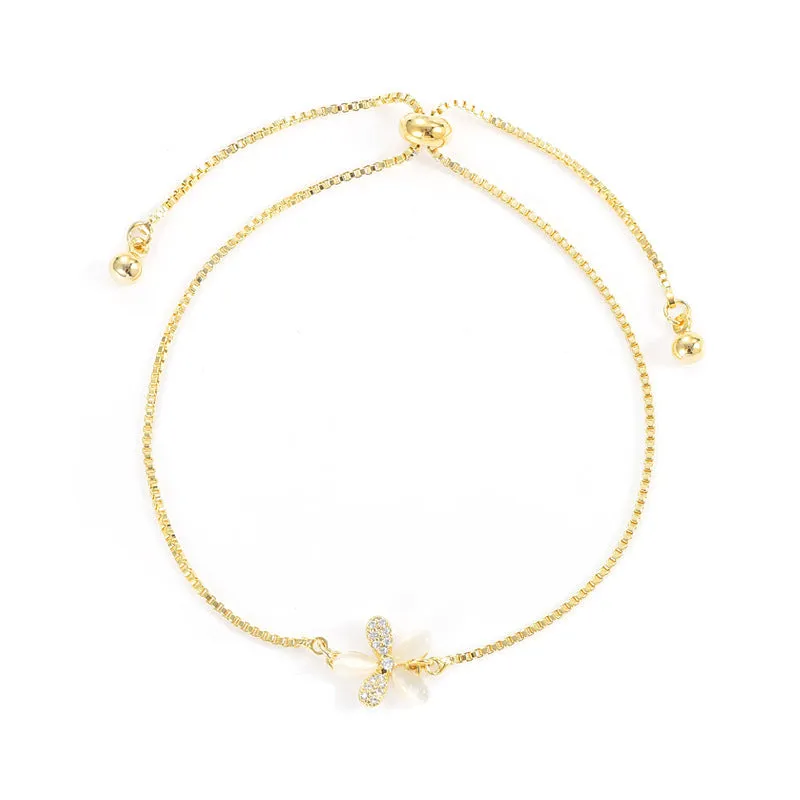 New Trendy Adjustable Opal Petal Flower Bracelet