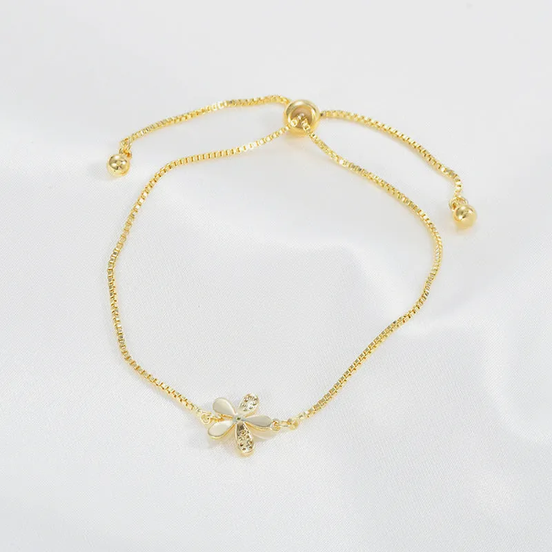 New Trendy Adjustable Opal Petal Flower Bracelet