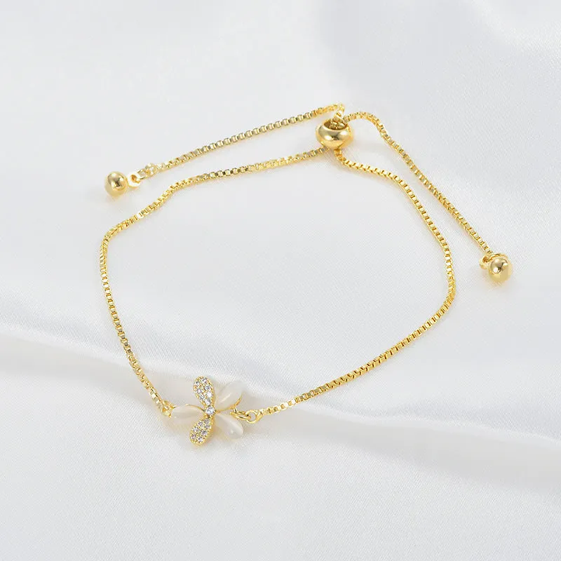 New Trendy Adjustable Opal Petal Flower Bracelet
