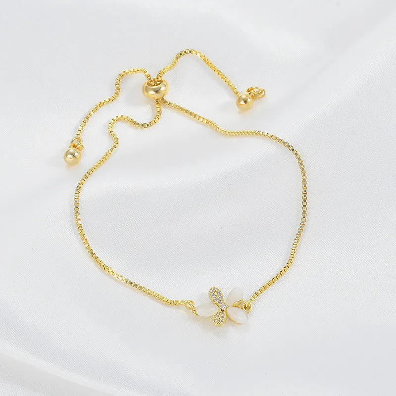 New Trendy Adjustable Opal Petal Flower Bracelet