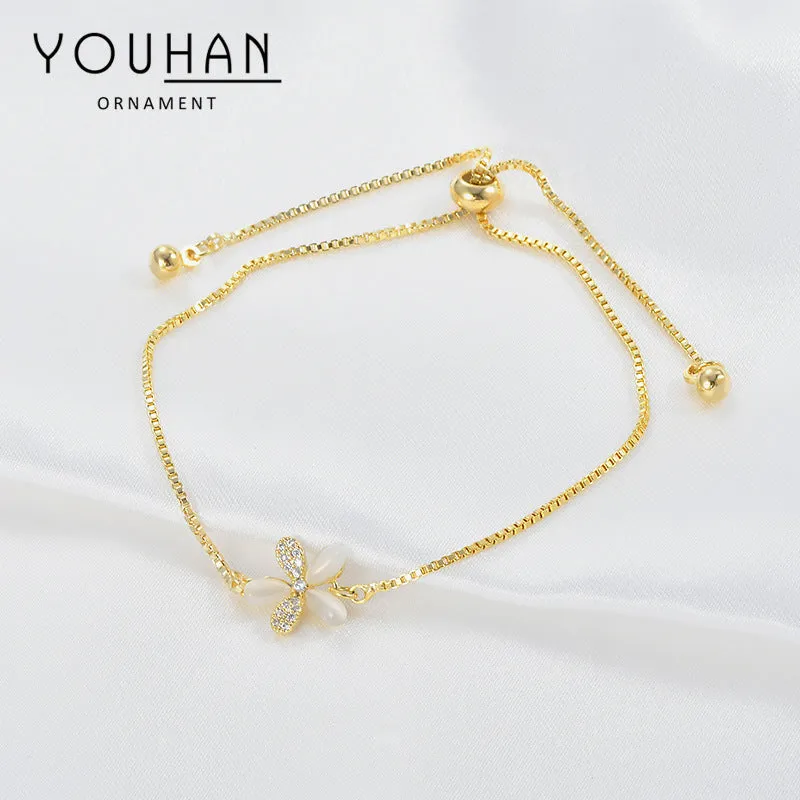 New Trendy Adjustable Opal Petal Flower Bracelet