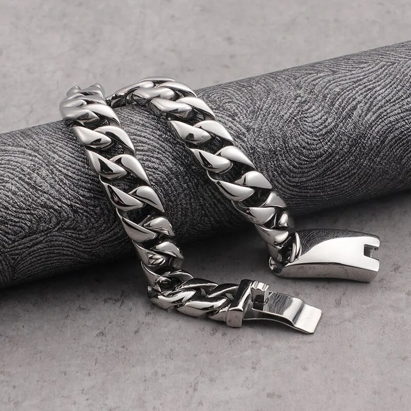 New Trendy Polished 316L Stainless Steel Bracelet Men