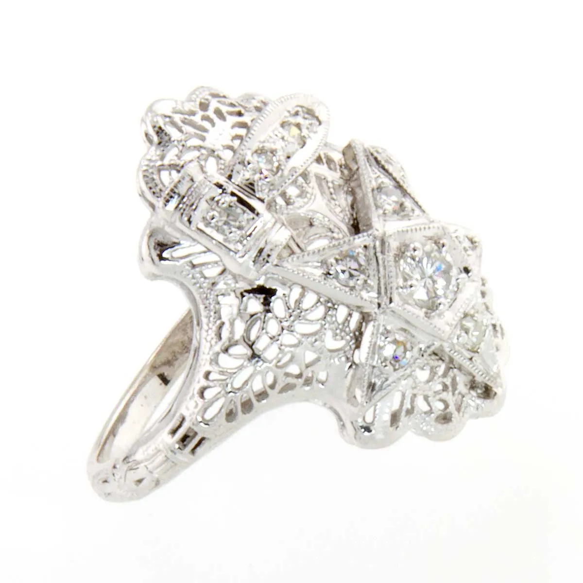 Order of the Eastern Star Filigree Diamond Ring