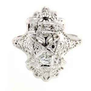 Order of the Eastern Star Filigree Diamond Ring