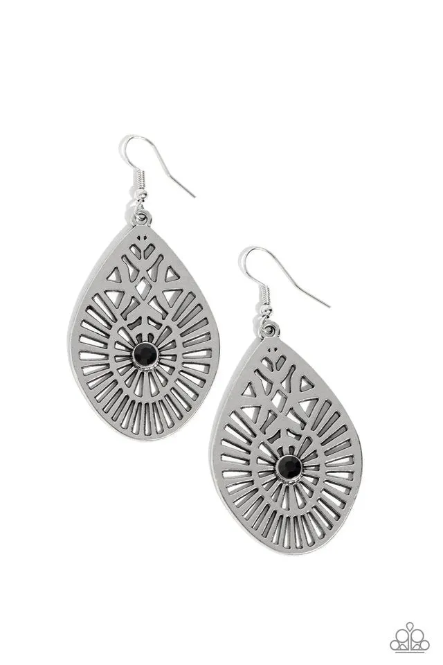 Paparazzi Earring ~ Modern Mural - Black
