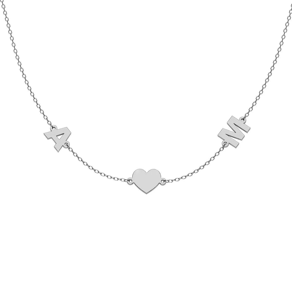 Personalized 2 Initial Necklace With Heart Charm