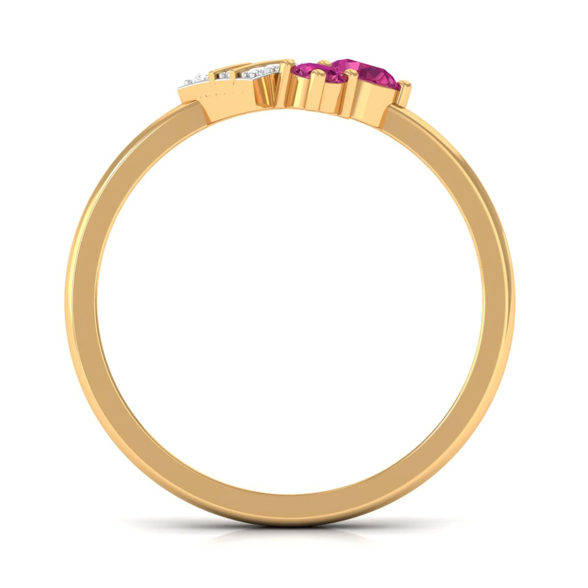 Pink Tourmaline Art Deco Engagement Ring with Diamond