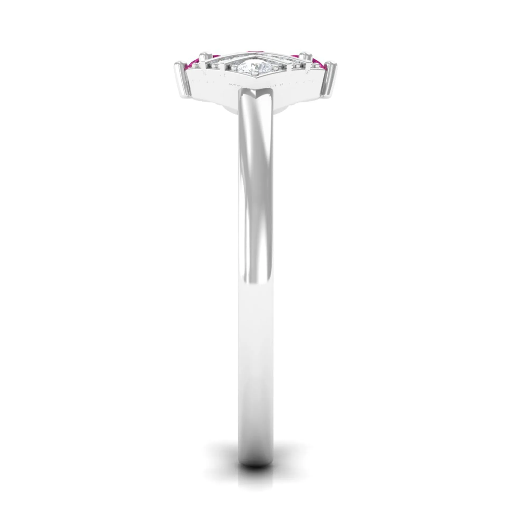 Pink Tourmaline Art Deco Engagement Ring with Diamond