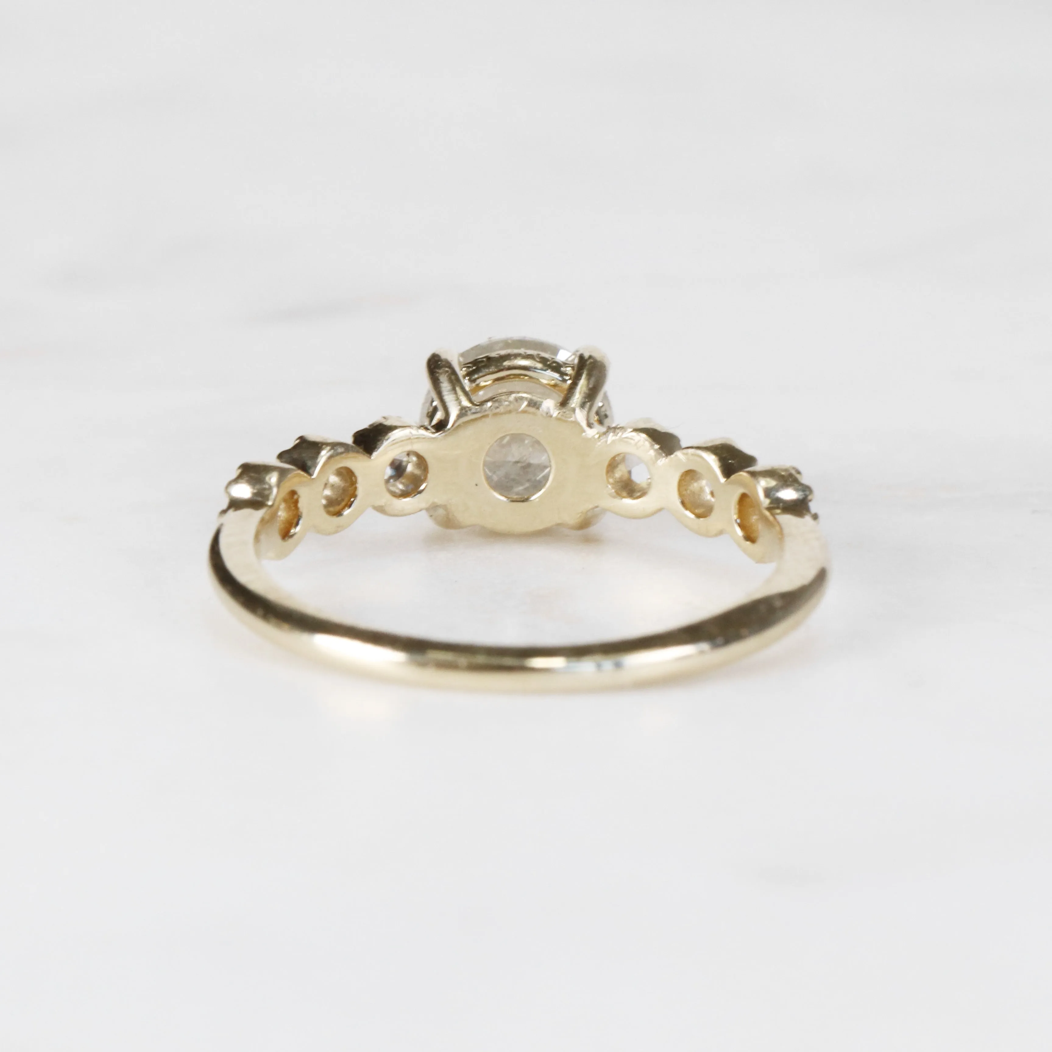 Project: Custom Rudy Ring with a 1 Carat White Misty Salt and Pepper Diamond with Rose Cut Accent Stones in 14k
