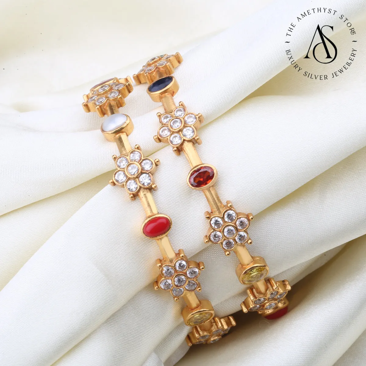 Ravishing Navarathna Pair Bangles