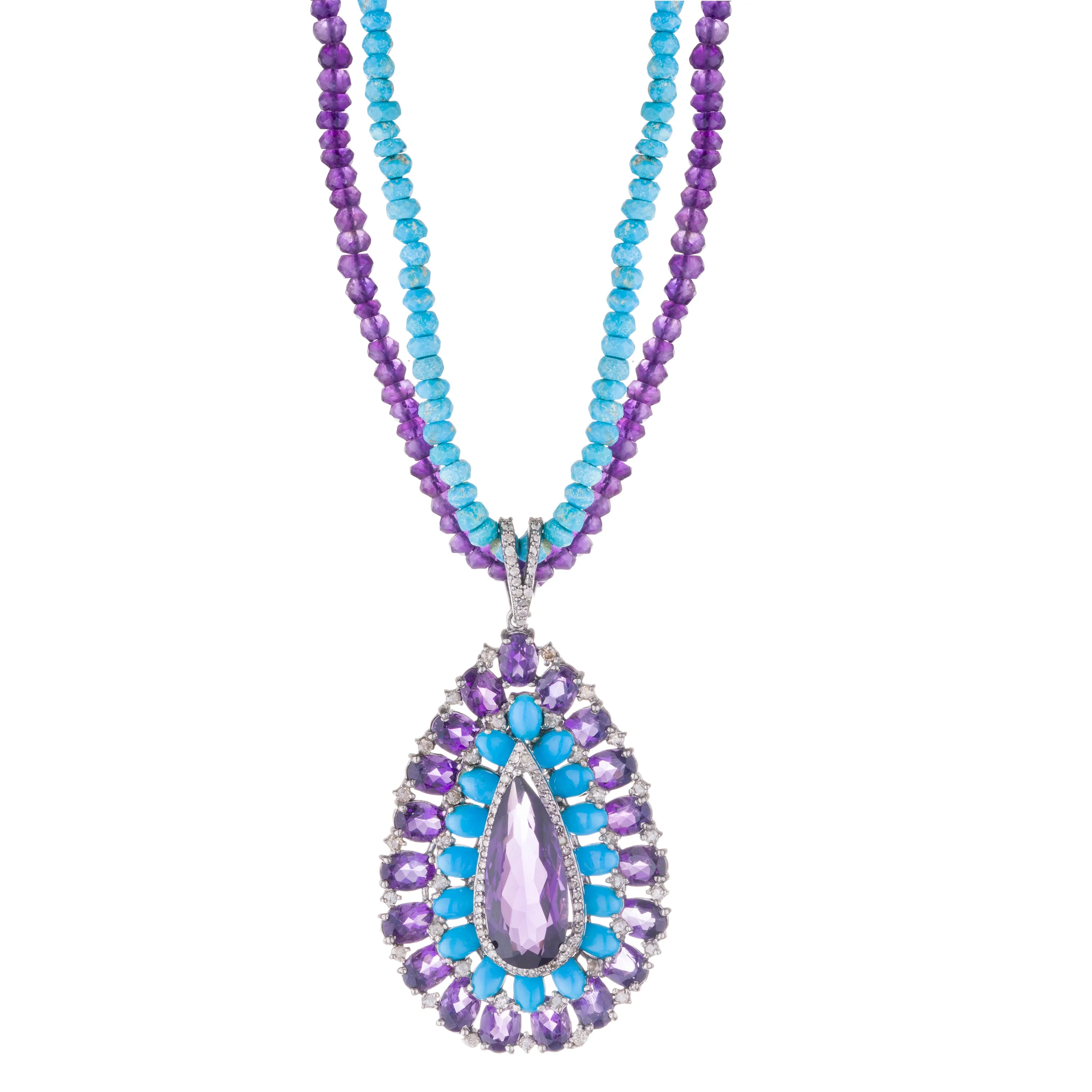 Razia Amethyst and Turquoise Necklace