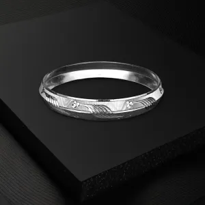 Real 925 Silver Sikh Kada for men, V-shaped Kada with engraving