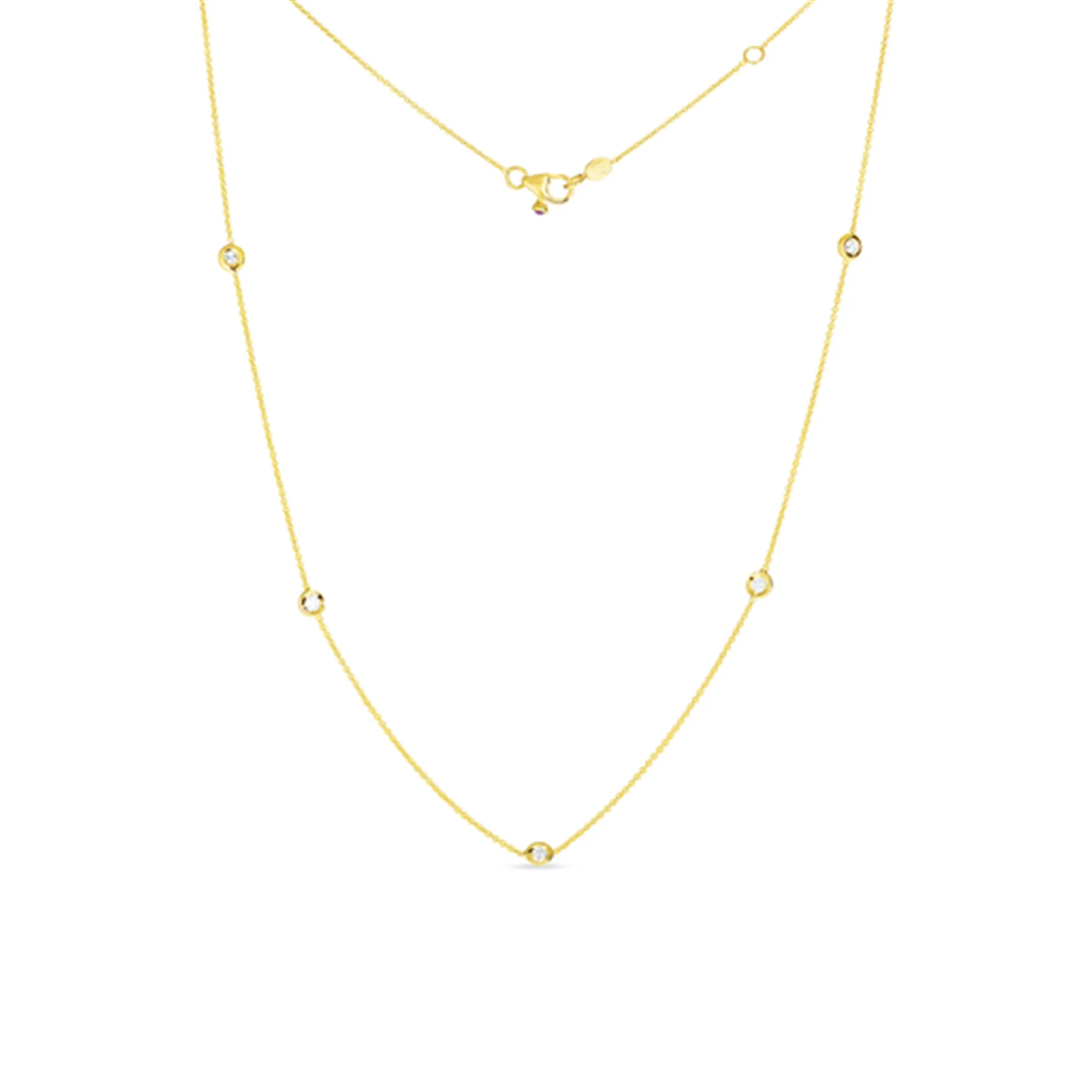 Roberto Coin Diamonds By The Inch 5 Station Necklace in 18k Gold & 1/4ct Diamonds