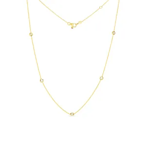 Roberto Coin Diamonds By The Inch 5 Station Necklace in 18k Gold & 1/4ct Diamonds
